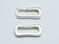 1pc 925 Sterling Silver Rectangle Push Clip Clasp, 16x7mm-RainbowBeads