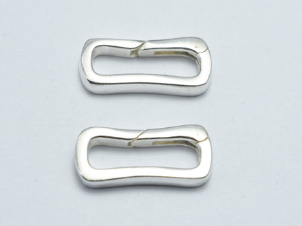 1pc 925 Sterling Silver Rectangle Push Clip Clasp, 16x7mm-RainbowBeads
