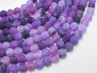 Frosted Matte Agate Beads- Purple, 7.8mm, Round Beads-RainbowBeads