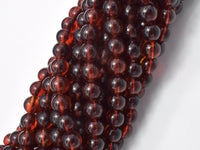 Amber Resin-Red, 6mm Round Beads, 26 Inch-RainbowBeads