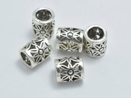 4pcs 925 Sterling Silver Beads-Antique Silver, 5x5.8mm Filigree Tube Beads-RainbowBeads