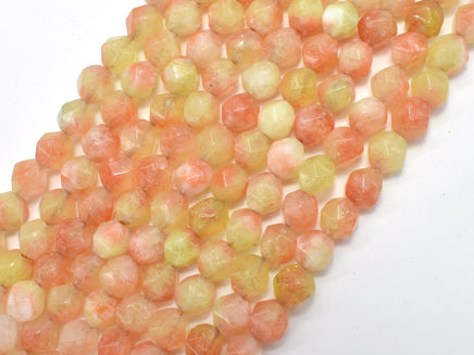 Jade - Multi Color, 8mm Faceted Star Cut Round, 15 Inch-RainbowBeads