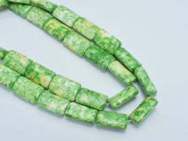 Rain Flower Stone Beads, Green, 10x15mm Flat Tube Beads-RainbowBeads