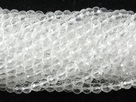 Clear Quartz Beads, 4mm (4.5mm) Faceted Round-RainbowBeads