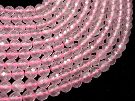 Rose Quartz, 8 mm Faceted Round Beads-RainbowBeads