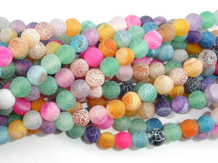 Frosted Matte Agate - Multi Color, 6mm Round Beads-RainbowBeads