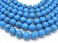 Howlite Turquoise Beads, Blue, 12mm Round Beads-RainbowBeads