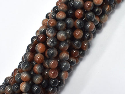 Jade - Gray & Orange 8mm Round-RainbowBeads