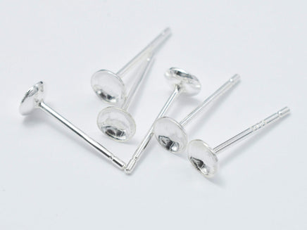 20pcs (10pairs) 925 Sterling Silver Earring Cup Stud Post-RainbowBeads