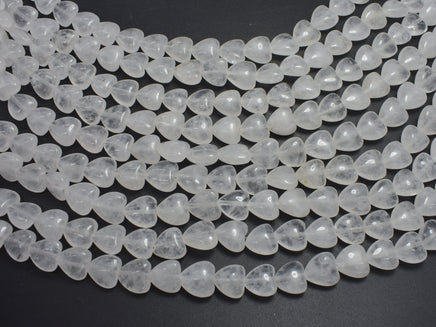 Clear Quartz 10mm Heart Beads, 14.5 Inch-RainbowBeads