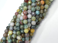 Indian Agate Beads, Fancy Jasper Beads, 6mm Faceted Round Beads-RainbowBeads