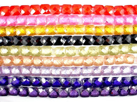 CZ beads, 9 x 9 mm Double Hole Faceted Square-RainbowBeads