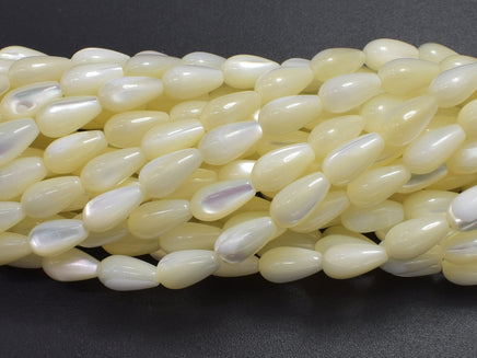 Mother of Pearl, MOP, White, 5x9mm Teardrop-RainbowBeads