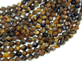 Tiger Eye, Round, 6mm, Star Cut Faceted Round-RainbowBeads