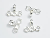 4pcs 925 Sterling Silver Connector, 11.5x8.8mm, Loop 4.8mm, Loop Hole 3.5mm, 3 Small hole 2.5mm-RainbowBeads