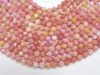Jade - Peach, 8mm Faceted Star Cut Round-RainbowBeads