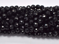 Black Tourmaline Beads, 6mm (6.6mm) Faceted Round-RainbowBeads