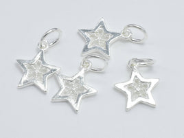 2pcs 925 Sterling Silver Charms, Star Charm, 10mm-RainbowBeads