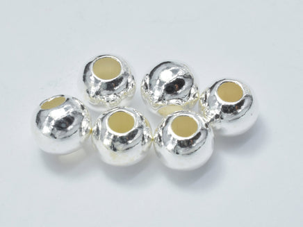 6pcs 925 Sterling Silver Beads, 6mm Round Beads-RainbowBeads