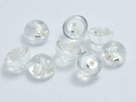 20pcs 925 sterling silver Earring backs, Earnut with Clear Rubber, 5.5x4mm-RainbowBeads