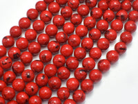 Shell Turquoise Howlite - Red, 6mm (6.5mm)-RainbowBeads