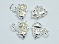 1pc 925 Sterling Silver Charms, Beckoning Cat Charms, Lucky Cat Charms, Maneki Neko Pendant, 14x12mm-RainbowBeads