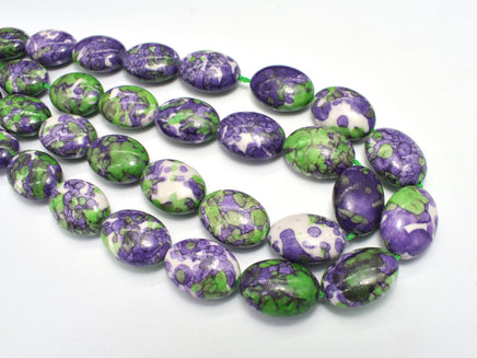 Rain Flower Stone Beads, Purple, Green, 13x18mm Oval Beads-RainbowBeads