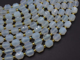 Blue Chalcedony Agate Beads, 8mm Faceted Prism Double Point Cut-RainbowBeads