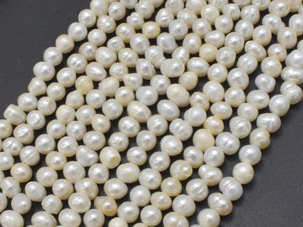 Fresh Water Pearl Beads-White, Potato, Approx. 4-5mm-RainbowBeads