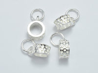 4pcs 925 Sterling Silver Charms, 6.5mm Tube Bail-RainbowBeads