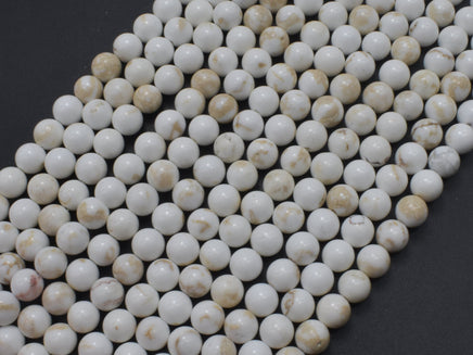 White Howlite, Round, 6mm, 15.5 Inch-RainbowBeads