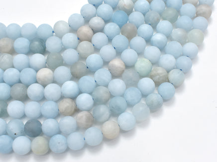 Matte Aquamarine Beads, 8mm (8.5mm) Round-RainbowBeads