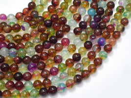 Dragon Vein Agate Beads, Green & Red, 6mm Round Beads-RainbowBeads