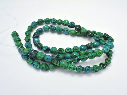 Chrysocolla , 8x10mm Skull Beads, 16 Inch, Full strand, Approx 40 beads, Hole 1mm, A quality, Reconstituted (196077001)-RainbowBeads