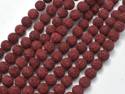 Red Lava Beads, 8mm Round Beads-RainbowBeads