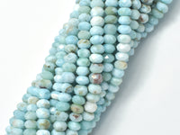 Dominican Larimar, Genuine Larimar, 4x(5-6)mm Faceted Rondelle-RainbowBeads