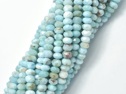 Dominican Larimar, Genuine Larimar, 4x(5-6)mm Faceted Rondelle-RainbowBeads