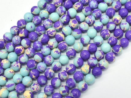 Impression Jasper-Blue & Purple 6mm Round-RainbowBeads