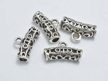 4pcs 925 Sterling Silver Bead Connector-Antique Silver, Filigree Round Tube, 12.5x4mm-RainbowBeads