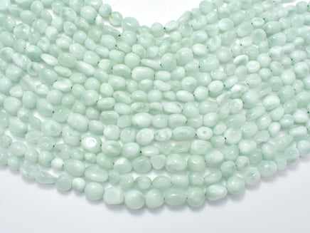 Green Angelite Beads, 6x8mm Nugget Bead-RainbowBeads