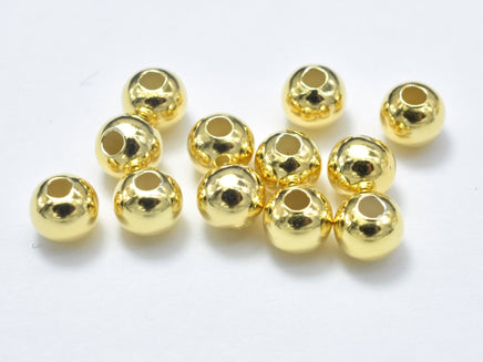 15pcs 24K Gold Vermeil 4mm Round Beads, 925 Sterling Silver Beads-RainbowBeads