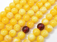 Amber Resin-Yellow, 8mm Round Beads, 33 Inch, Approx 108 beads-RainbowBeads