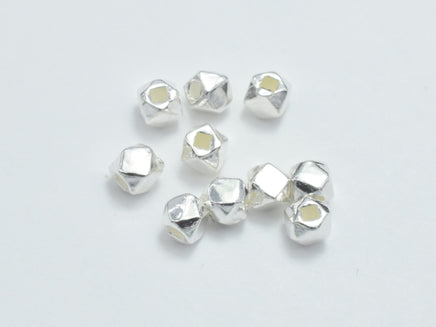 10pcs 925 Sterling Silver Beads, 2.5mm Faceted Cube-RainbowBeads