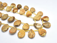 Picture Jasper, 13x18mm Twisted Flat Teardrop Beads-RainbowBeads