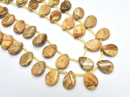 Picture Jasper, 13x18mm Twisted Flat Teardrop Beads-RainbowBeads