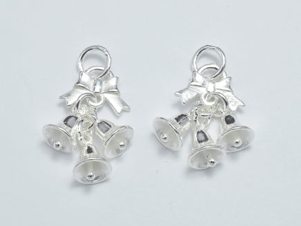 1pc 925 Sterling Silver Charm, Bell Charm, Approx. 21x12mm, 6mm Bell-RainbowBeads