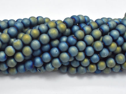 Druzy Agate Beads, Blue Gold Geode Beads, 6mm (6.4mm)-RainbowBeads