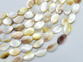 Mother of Pearl, MOP, White & Brown, 8x12mm Marquise-RainbowBeads