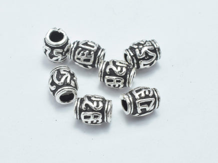 10pcs 925 Sterling Silver Beads-Antique Silver, Drum Beads, Spacer Beads, 4x5mm-RainbowBeads