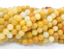 Yellow Jade Beads, Round, 6mm, 15.5 Inch-RainbowBeads